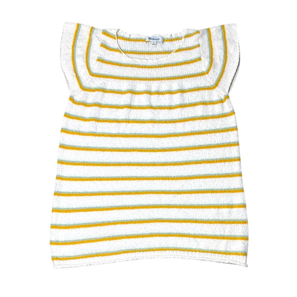 Madewell White and Orange Short Sleeve Tee